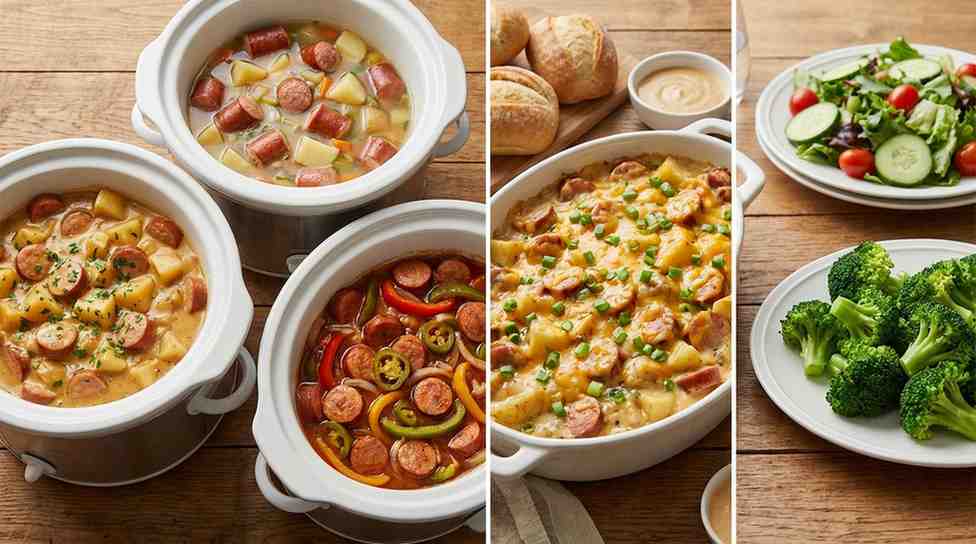 Hearty classic kielbasa and potato crock pot recipes with sliced sausage, tender potatoes, onions, and optional green beans or cabbage, simple, flavourful one-pot dinner.